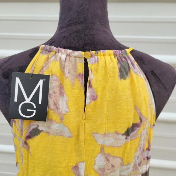 NWT Mlle Gabrielle Floral Yellow Sleeveless Sun Dress Necklace Gold sz Small - Picture 11 of 11